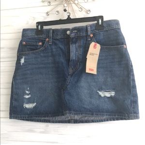 Levi's Denim Skirt Deconstructed Distressed